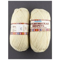 Пряжа "Аргент. шерсть" 100 г, 200 м (2 мотка), камтекс, суровый