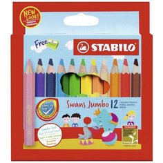 Набор цветных карандашей "Stabilo Swans Jumbo", укороченные, 12 цветов