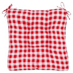 Декоративная подушка (сидушка) толстушка «Клетка красная» рогожка наб. 40х40 Guten Morgen