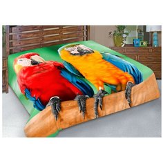 Покрывало Guten Morgen Попугаи Рио, 130 х 170 см, зеленый/красный/желтый