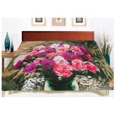 Покрывало Guten Morgen Гвоздики, 150 х 200 см, розовый/зеленый