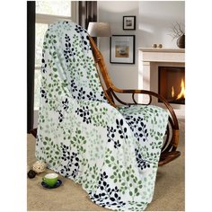 Покрывало Guten Morgen Флор, 180 х 200 см, белый/зеленый/черный