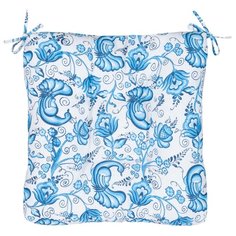 Декоративная подушка (сидушка) толстушка «Синяя птица» рогожка наб. 40х40 см Guten Morgen