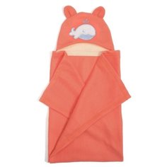 Покрывало с капюшоном и ушами, флис цв коралл, аппликация Кит 70х100 см Карамель