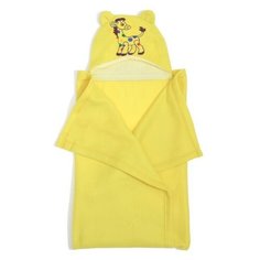 Покрывало с капюшоном и ушами, флис цв желтый, вышивка Лошадка 70х100 см Карамель