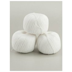 Пряжа "Ажурная" 50г 280м (3 мотка) Пехорский текстиль, 01- Белый Пехорка
