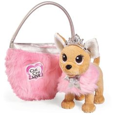 Мягкая игрушка Simba Chi chi love Собачка принцесса с сумкой и накидкой, 20 см 20 см