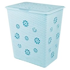 Корзина для белья "Плетенка" прямоугольная, голубая, 60 литров Alternativa