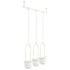 Комплект горшков для растений Triflora подвесной белый- латунь Umbra