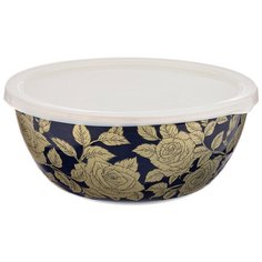 Миска AGNESS эмалированная с пластиковой крышкой, серия ренессанс 20Х9см, 1, 7Л