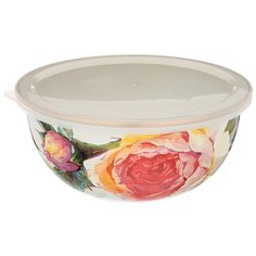 Миска AGNESS эмалированная с пластиковой крышкой, серия винтаж, 24*10, 5 см/ 2, 8 л