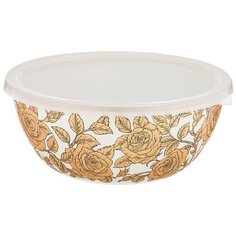 Миска AGNESS эмалированная с пластиковой крышкой, серия ренессанс 20Х9см, 1, 7Л