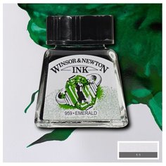 Тушь Winsor&Newton для рисования, изумрудный, стекл. флакон 14мл Gamma