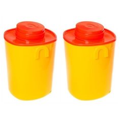 Комплект Ёмкость-контейнер для сбора острого инструмента 1,5 л. с иглосъемником 15 см желтый 2 шт/уп Самарский Завод Полимерных Изделий