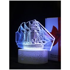 Светодиодный ночник PALMEXX 3D светильник LED RGB 7 цветов (корабль)
