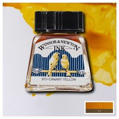 Тушь Winsor&Newton для рисования, желтый канареечный, стекл. флакон 14мл Gamma