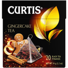 Чай черный в пирамидках CURTIS "Gingercake tea" 20 пирамидок, с ароматом имбирного пряника, корицей и цедрой апельсина, среднелистовой