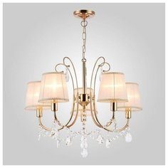 Люстра Eurosvet Emiliana 10087/5 золото/прозрачный хрусталь Strotskis, E14, 200 Вт, кол-во ламп: 5 шт., цвет арматуры: золотой, цвет плафона: белый