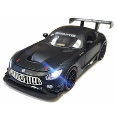 Машинка металлическая инерционная Mercedes-Benz GT63 AMG 1:24 (черная с обвесом) XLG