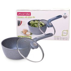 Ковш Ø18 см. с крышкой и гранитным покрытием из алюминия Kamille КМ-4280GR