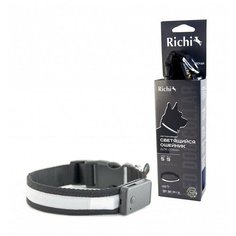 2014 Ошейник RICHI USB 32-34см (S) черный со светящейся лентой, 3 режима, зарядка от USB