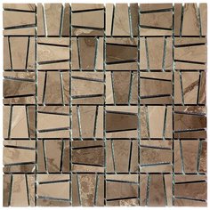7KB-P23D Мозаика из мрамора Natural S-line коричневый темный трапеция глянцевый