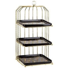 Блюдо- этажерка, фруктовница 3 яруса "Черный мрамор", 46см Nouvelle, 1180058