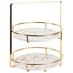 Блюдо- этажерка, фруктовница 2 яруса "Белый мрамор", 27,5см Nouvelle, 1180051