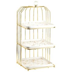 Блюдо- этажерка, фруктовница 3 яруса "Белый мрамор", 46см Nouvelle, 1180057