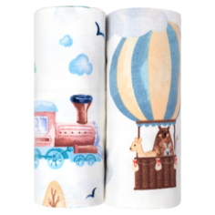 Многоразовая пеленка Loombee фланелевые 100x100, оранжевый/голубой/синий/белый, 2 шт.