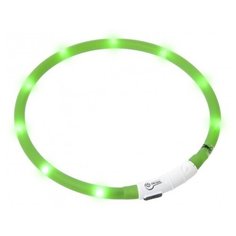 3501 декор. led ошейник richi 30см (xs) зеленый силиконовый, 3 режима, встр. аккум., зарядка от usb (2 шт)