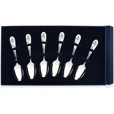 АргентА Набор чайных ложек "Кружевные узоры" с белой эмалью (6 предметов)