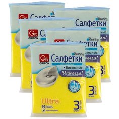 Салфетка для влажной уборки GRIFON вискозная Universal Ultra 3 шт - 5 уп