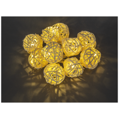 Гирлянда "шарики плетёные деревянные" на батарейках 1.2 метра Navigator