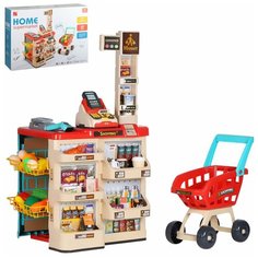 Игровой набор детский "Супермаркет", игрушечная стойка, игрушечная касса, сканер, игрушечные товары, игрушечные весы, игрушечные деньги, игрушечная кредитная карта, игрушечная корзина для покупок, звук, для девочек, для мальчиков, для детей, детские р Компания Друзей