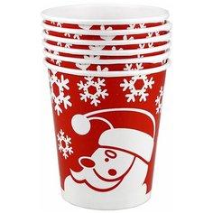 Стакан бумажный Дед Мороз и Снежинки 190 мл 6 шт Сфера