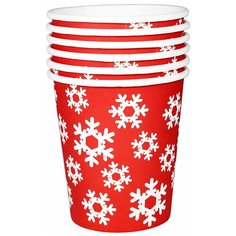 Стакан бумажный Снежинки 190 мл 6 шт Сфера