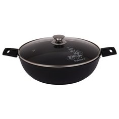 Сотейник Kukmara 30/8,5 см с антипригарным покрытием, со съёмными ручками, со стеклянной крышкой