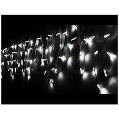 Светодиодная гирлянда бахрома мерцающие ICICLE RUBI, 190 холодных белых LED- огней, 5х0.5+1.5 м, коннектор, белый каучук, Snowhouse