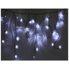 Светодиодная гирлянда бахрома ICICLE RUBI мерцающая, 208 холодных белых LED- огней, 4х0.8+1.5 м, коннектор, белый провод Snowhouse