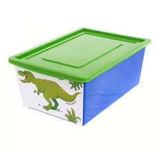 ZABIAKA Ящик для игрушек, с крышкой, «Дино», объём 30 л, цвет синий