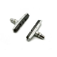Колодки тормозные на велосипед Baradine mtb-955vc для v-brake, картриджные, резьбовые, 72мм, корпус серебр., картридж чёрный