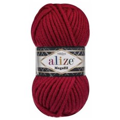 Пряжа Alize Superlana Megafil, 25 % шерсть, 75 % акрил, 100 г, 55 м, 5 шт., 56 красный