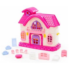 Полесье кукольный домик Сказка с мебелью 78261, бежевый/розовый
