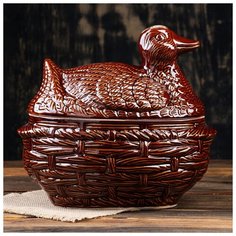 Горшок духовой "Утка" 3,1 л 1229387 Керамика ручной работы