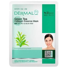 DERMAL Green Tea Collagen Essence Mask Тканевая маска с коллагеном и экстрактом зелёного чая, 23 г
