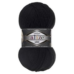 Пряжа Alize Superlana Midi (Суперлана Миди) 60 черный 25% шерсть, 75% акрил 100г 170м 5шт