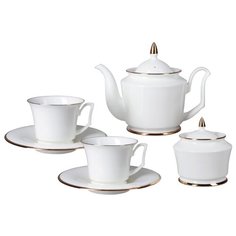 Сервиз чайный. Императорский фарфоровый завод. Форма Юлия. Рисунок Золотая лента. 14 предметов.