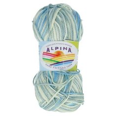 Пряжа Alpina Katrin, 100% мерсеризованный хлопок, 10*50 г, 140 м+-10 м, №5335, голубой, светло- зеленый, оливковый