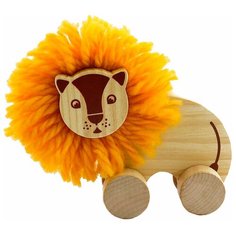 Каталка-игрушка Мир деревянных игрушек Помпон-Лев (Д396) желтый
